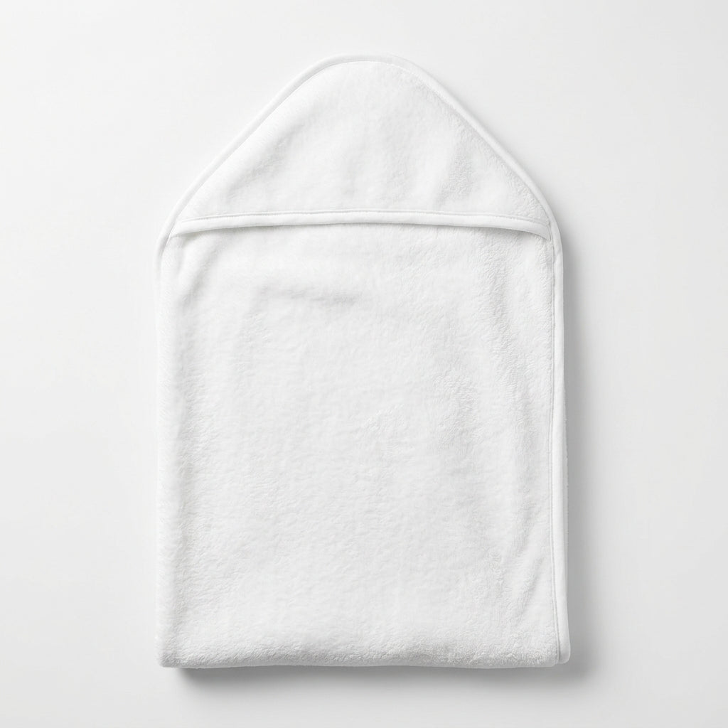 Winter Fur Hooded Wrapping Sheet Welcome To The World White — Rear view