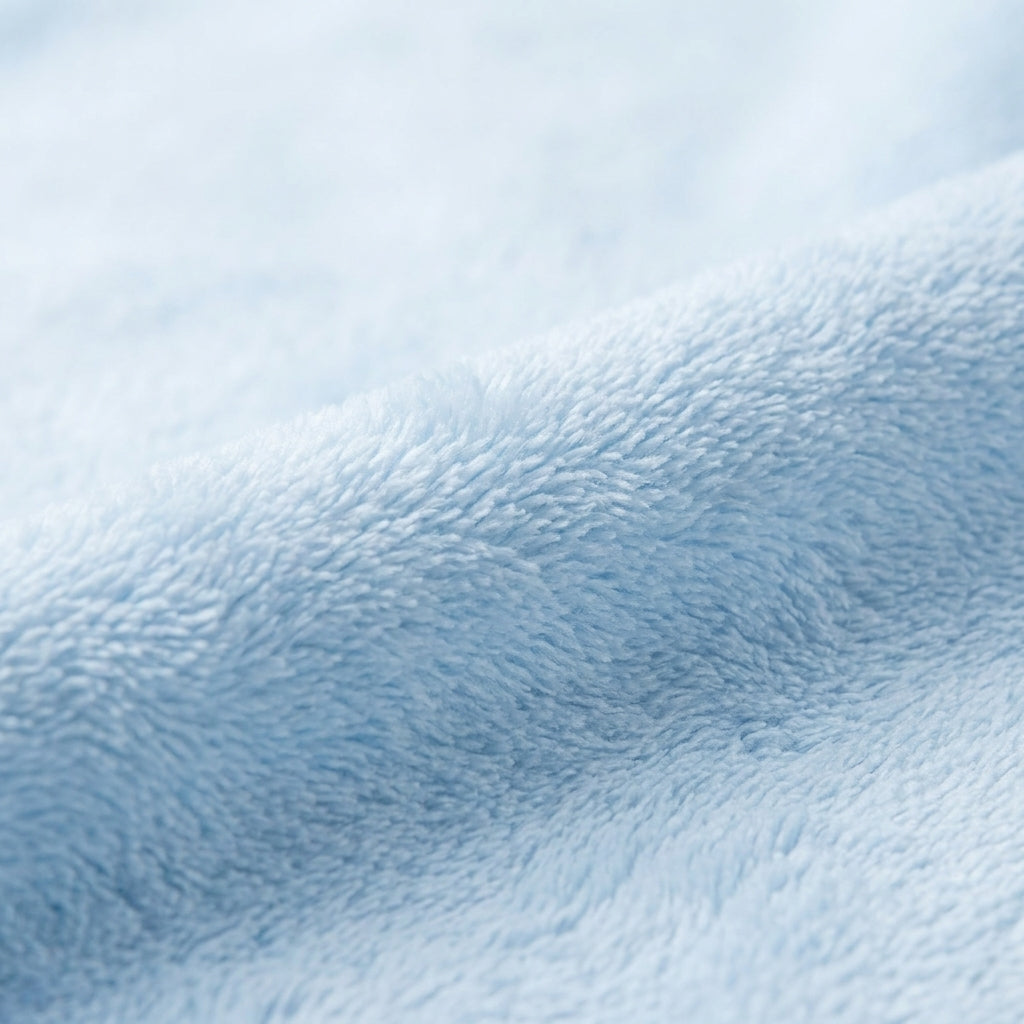 Winter Fur Hooded Wrapping Sheet Cute Bear Design Blue — Fabric texture close-up