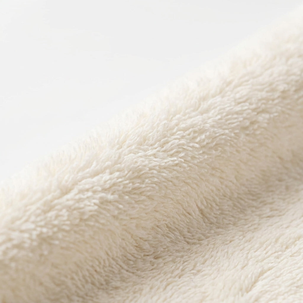 Winter Fur Hooded Wrapping Sheet Cute Bear Design Cream — Fabric texture close-up