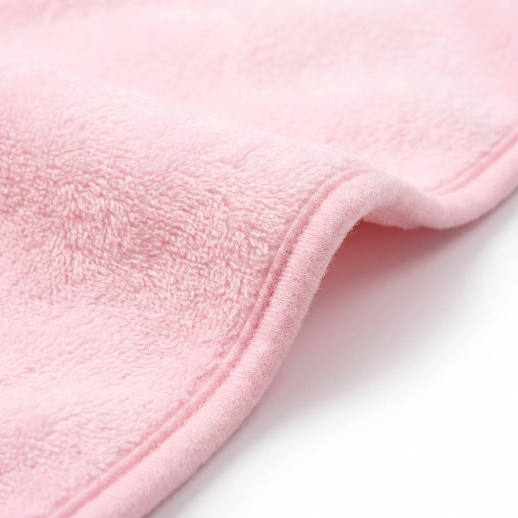 Winter Fur Hooded Wrapping Sheet Elephant Design Pink — Fabric texture close-up
