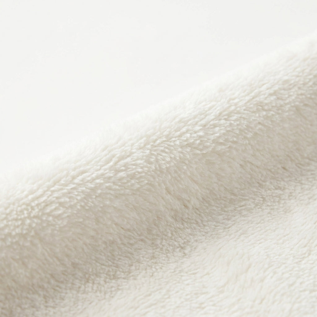 Winter Fur Hooded Wrapping Sheet Elephant Design Cream — Fabric texture close-up