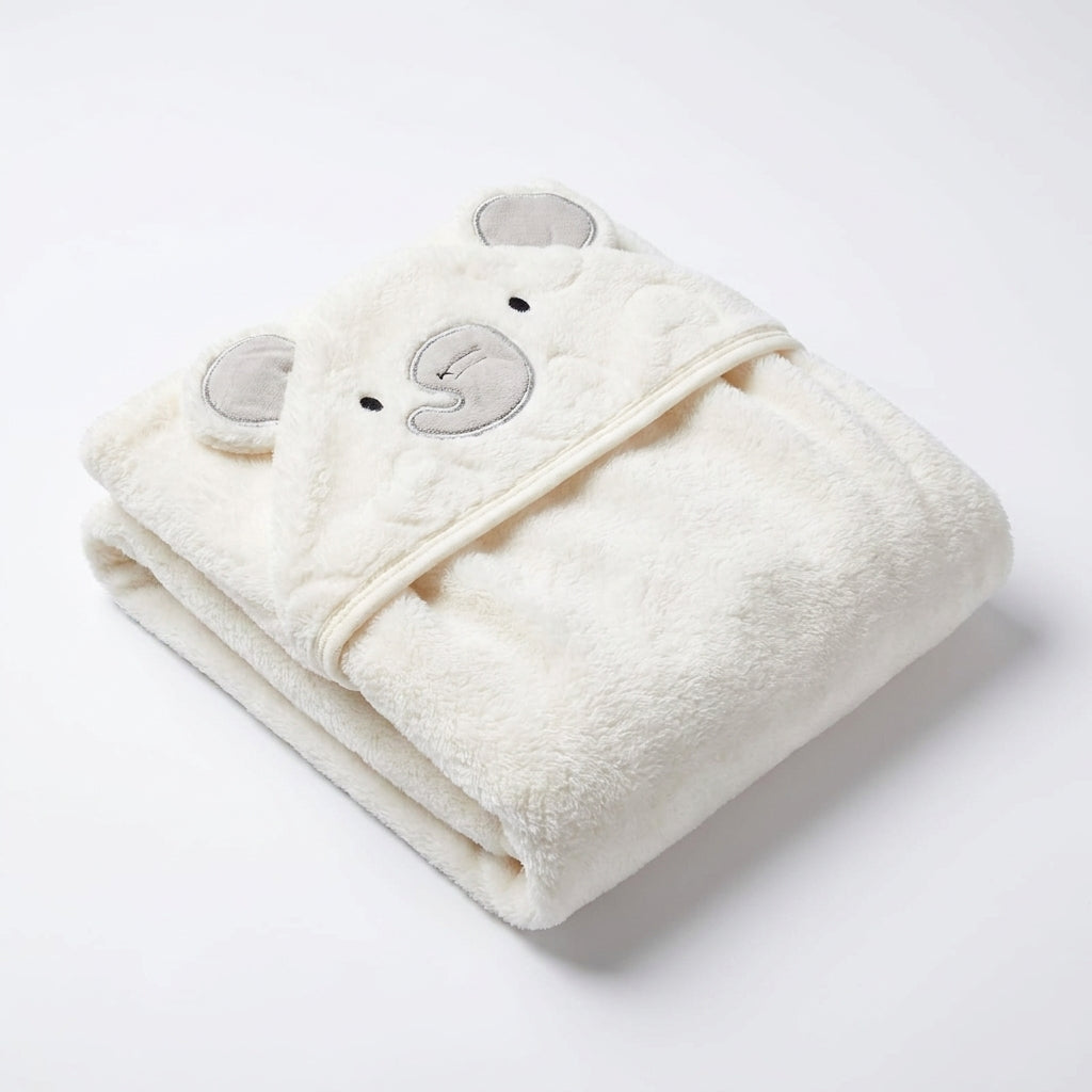 Winter Fur Hooded Wrapping Sheet Elephant Design Cream — Complete product view