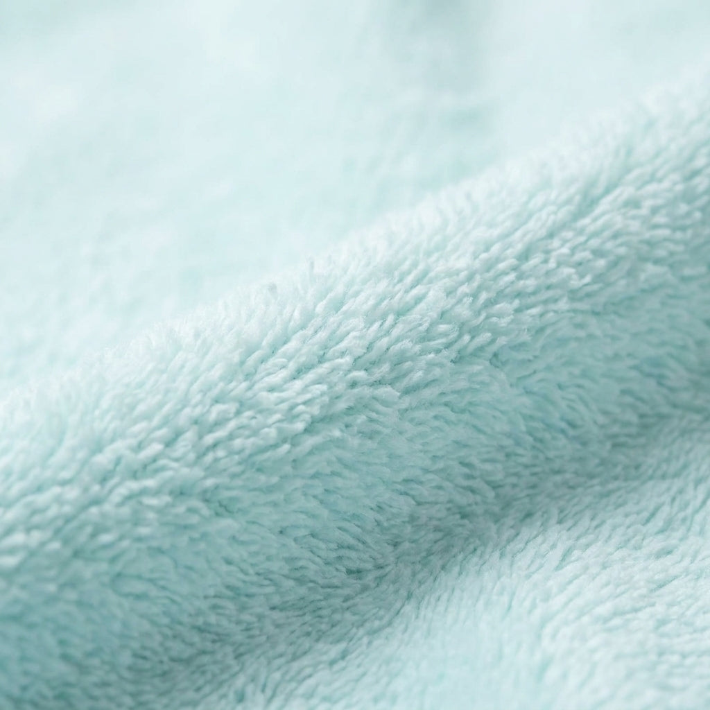 Winter Fur Hooded Wrapping Sheet Elephant Design Mint Green — Fabric texture close-up