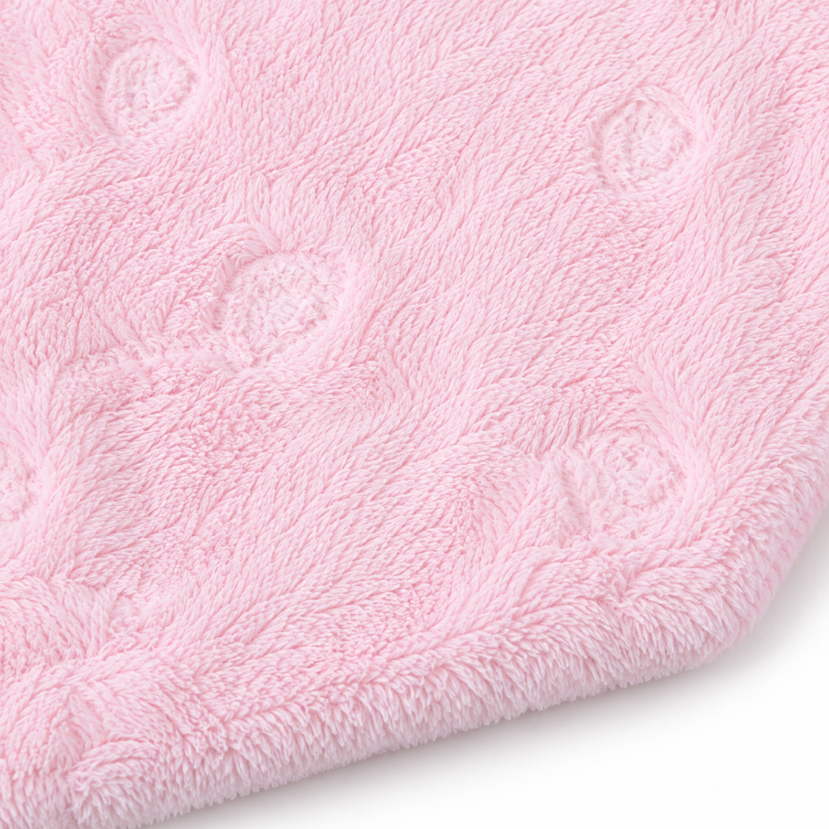 Winter Fur Hooded Wrapping Sheet Cute Bunny Design Pink — Fabric texture close-up