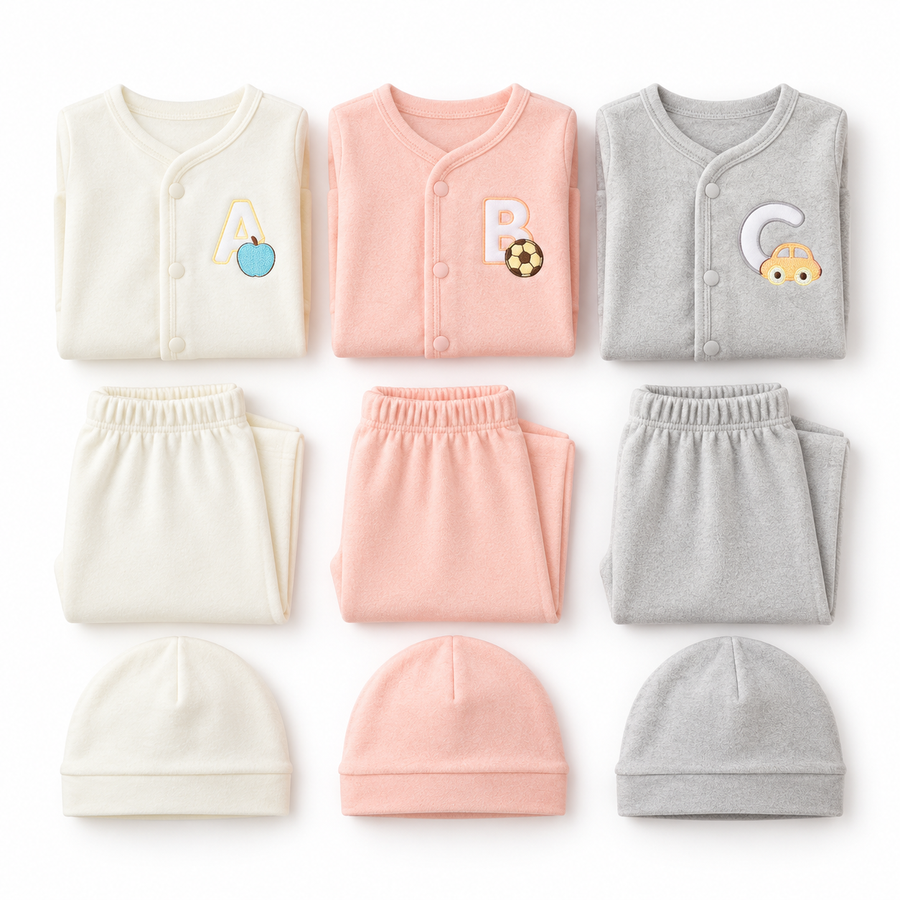 Winter Polar Suit With Cap – ABC Embroidery Pack Of 3 — Folded product