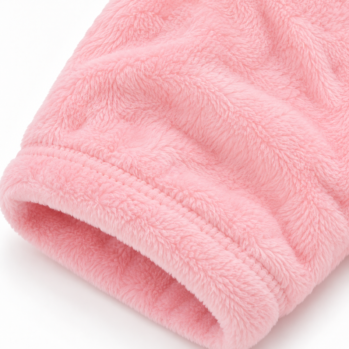 Winter Fur 3 Piece Suit With Cap - I Love Mom Pink - Cuff texture close-up