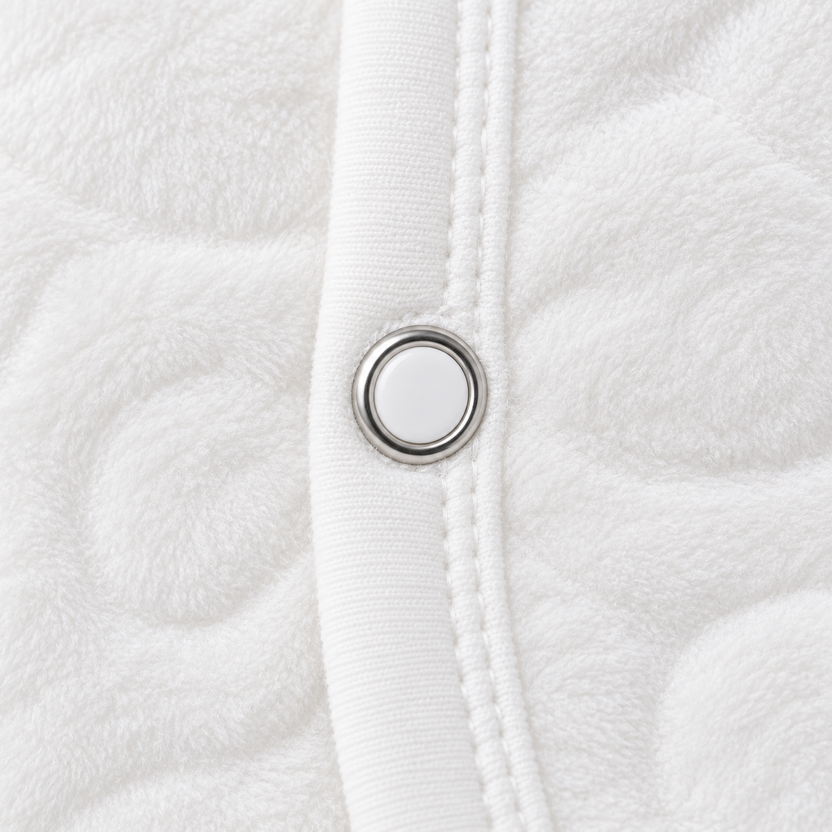 Winter Fur 3 Piece Suit With Cap - Friend Bear Embroidery White - Neckline and fastening detail