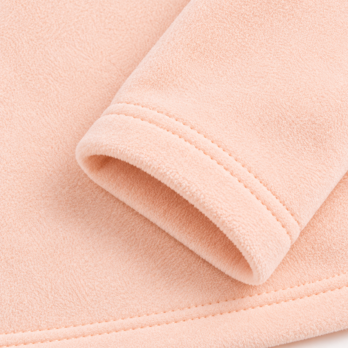 Winter Polar 5 Piece Set - Bear Embroidery Peach - Cuff texture close-up