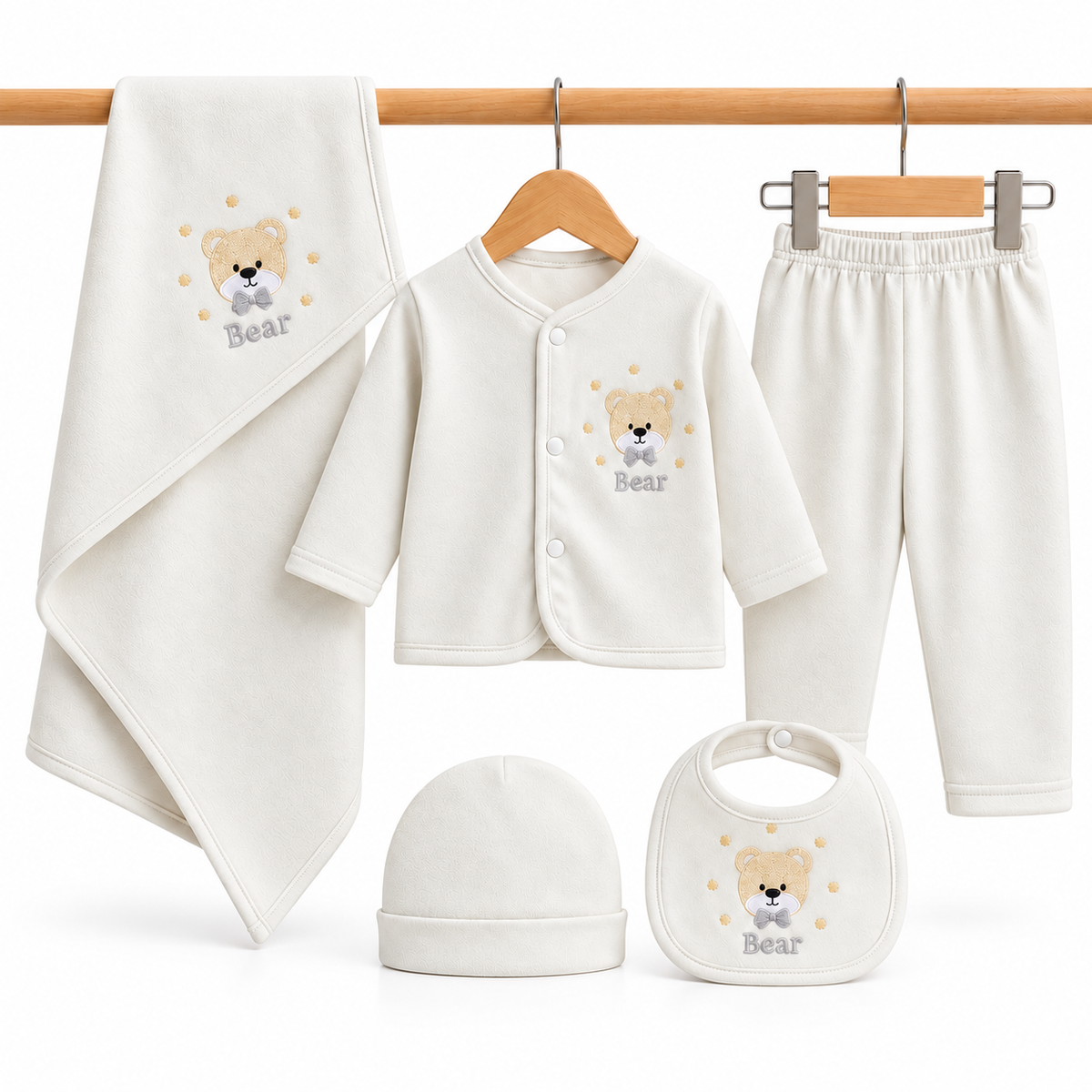 Winter Polar 5 Piece Set – Bear Embroidery Gray — Complete set