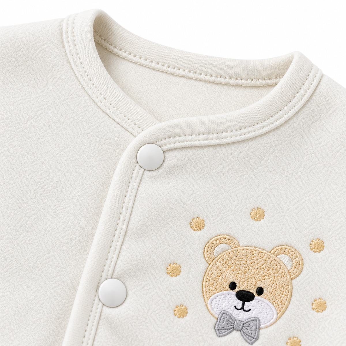 Winter Polar 5 Piece Set – Bear Embroidery Gray — Bear embroidery close-up