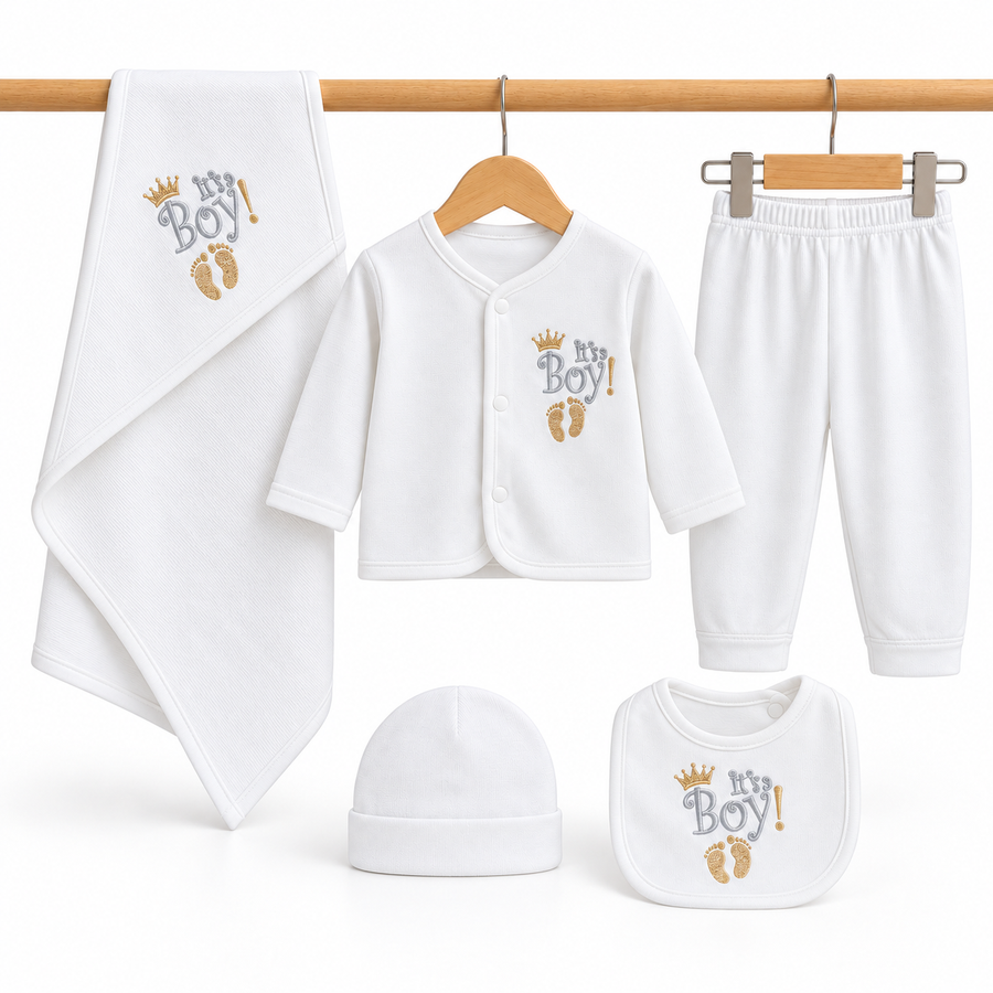 Winter Polar 5 Piece Set – It’s A Boy Embroidery White — Complete set