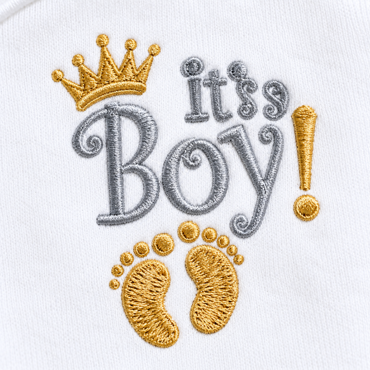 Winter Polar 5 Piece Set – It’s A Boy Embroidery White — It’s a Boy embroidery close-up