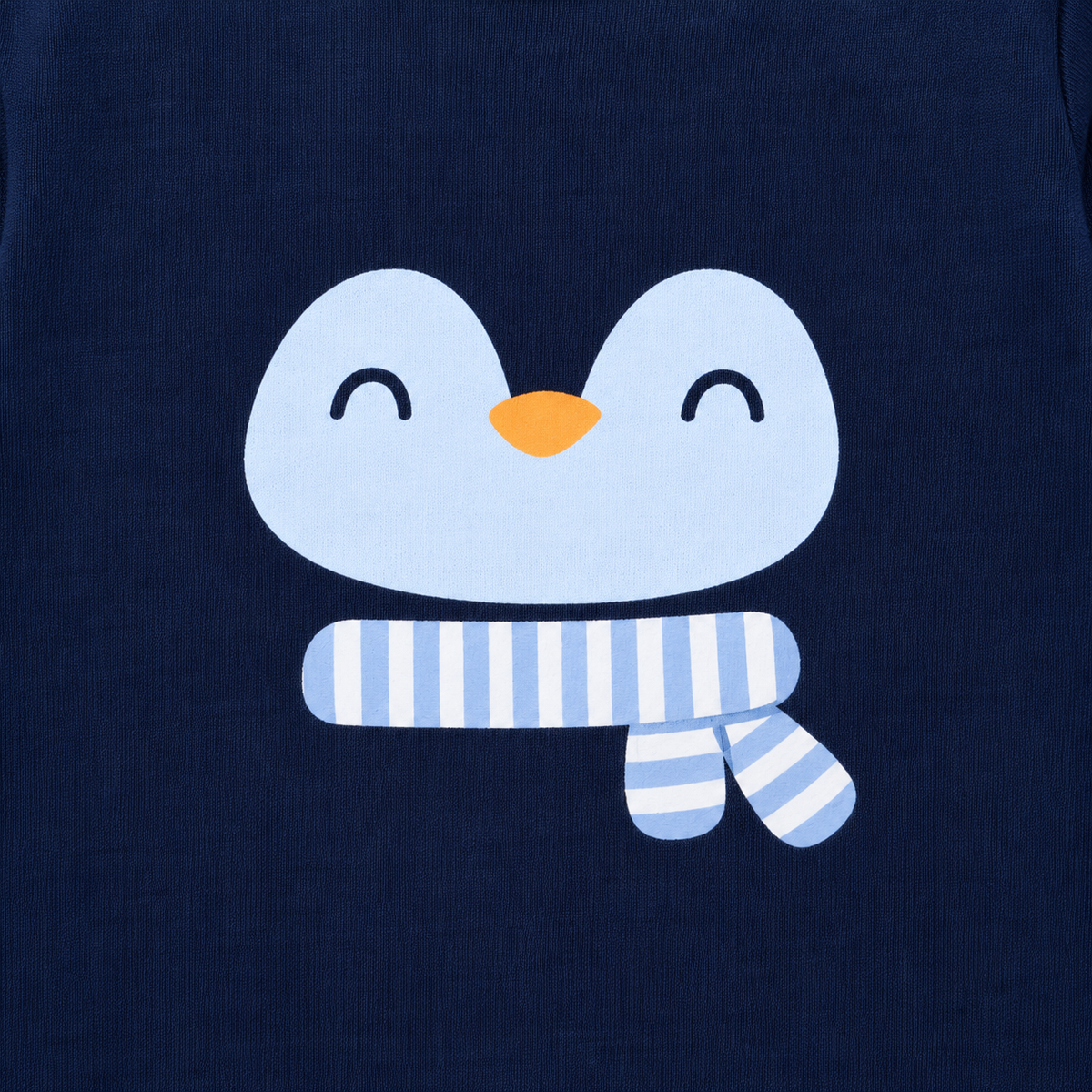 Penguin – Navy Blue & White baby footed romper