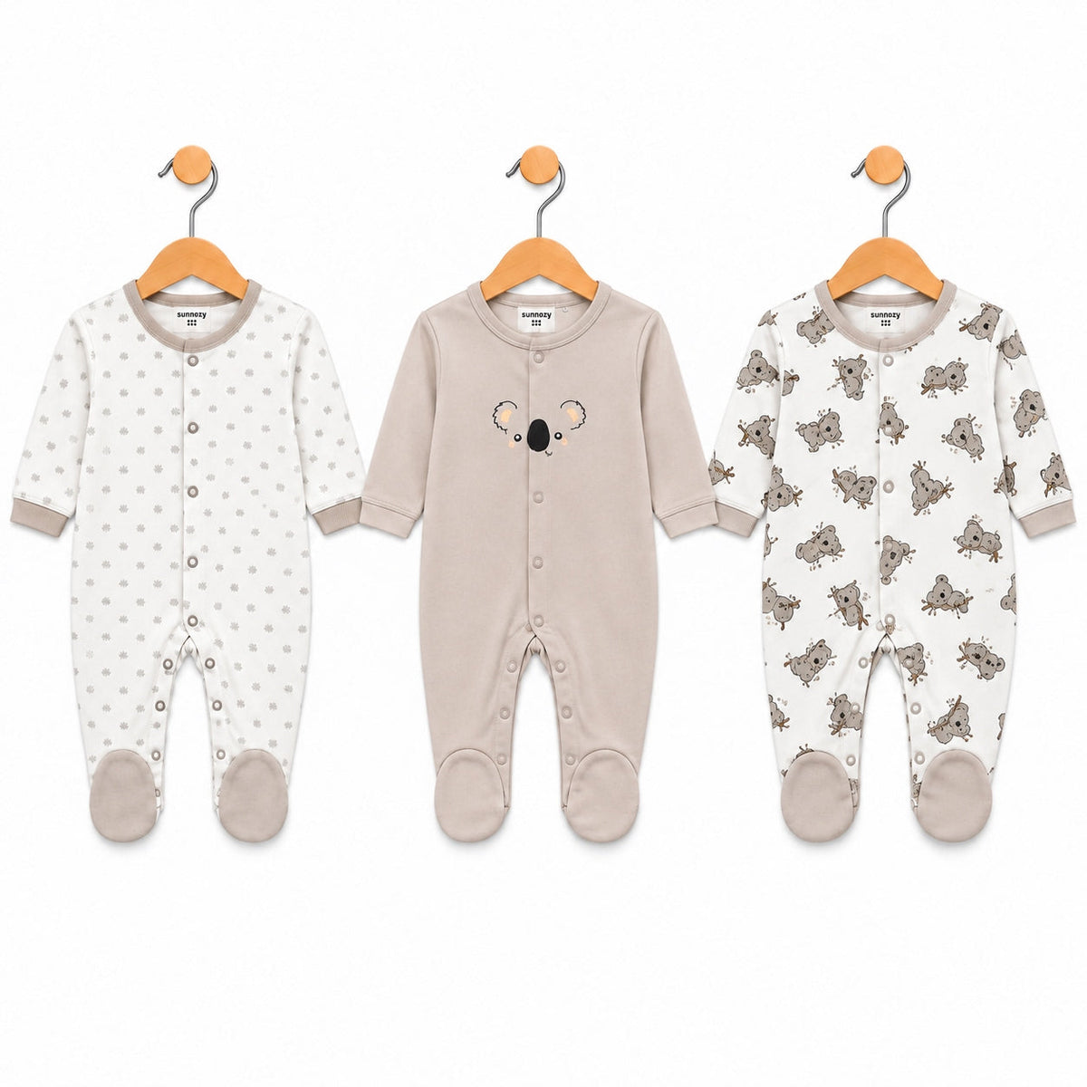 Koala – Grey & White baby footed romper