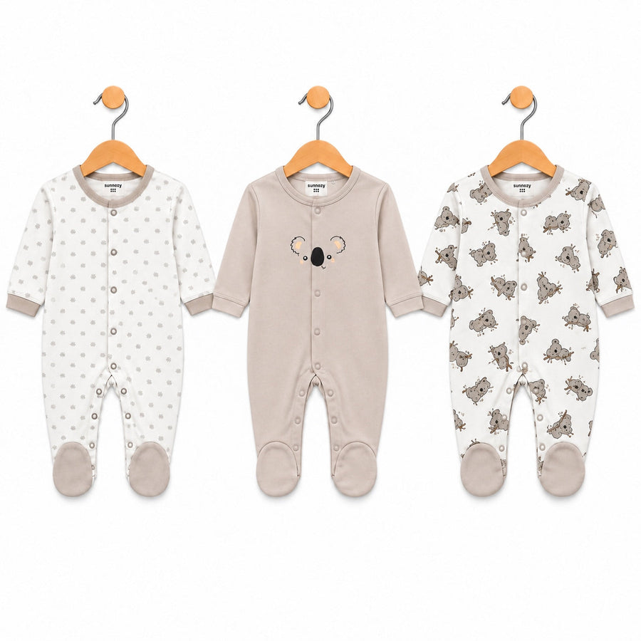 Koala – Grey & White baby footed romper