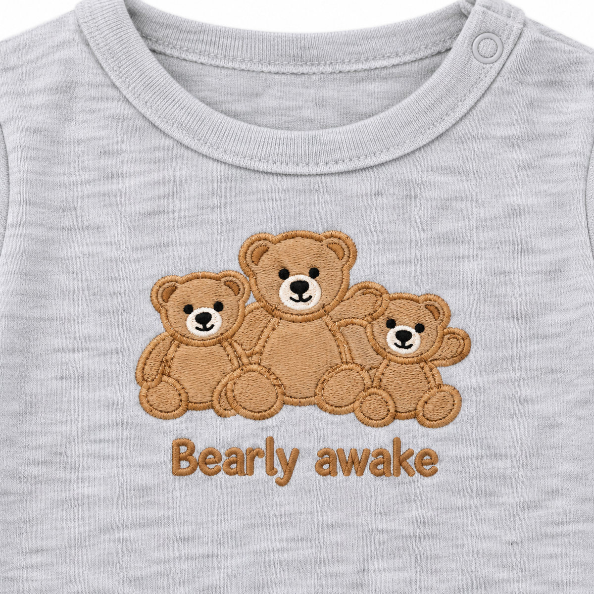 Bear – Grey & White baby footed romper