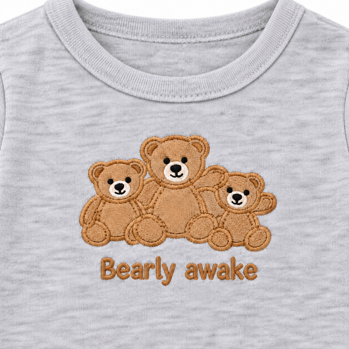 Bear – Grey & White baby footed romper