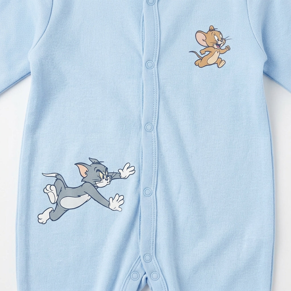 Tom & Jerry – Sky Blue baby footed romper