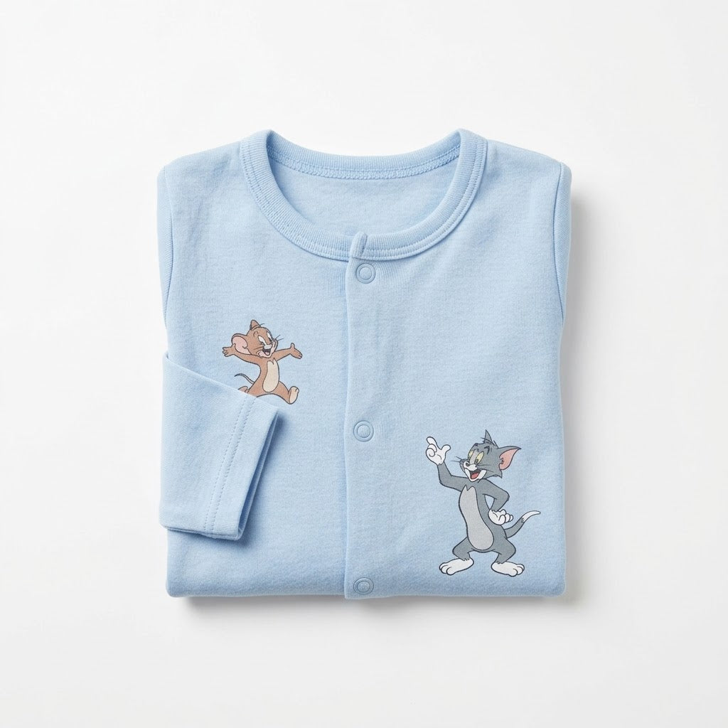 Tom & Jerry – Sky Blue baby footed romper