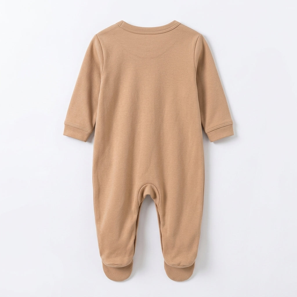 Lion – Brown & White baby footed romper