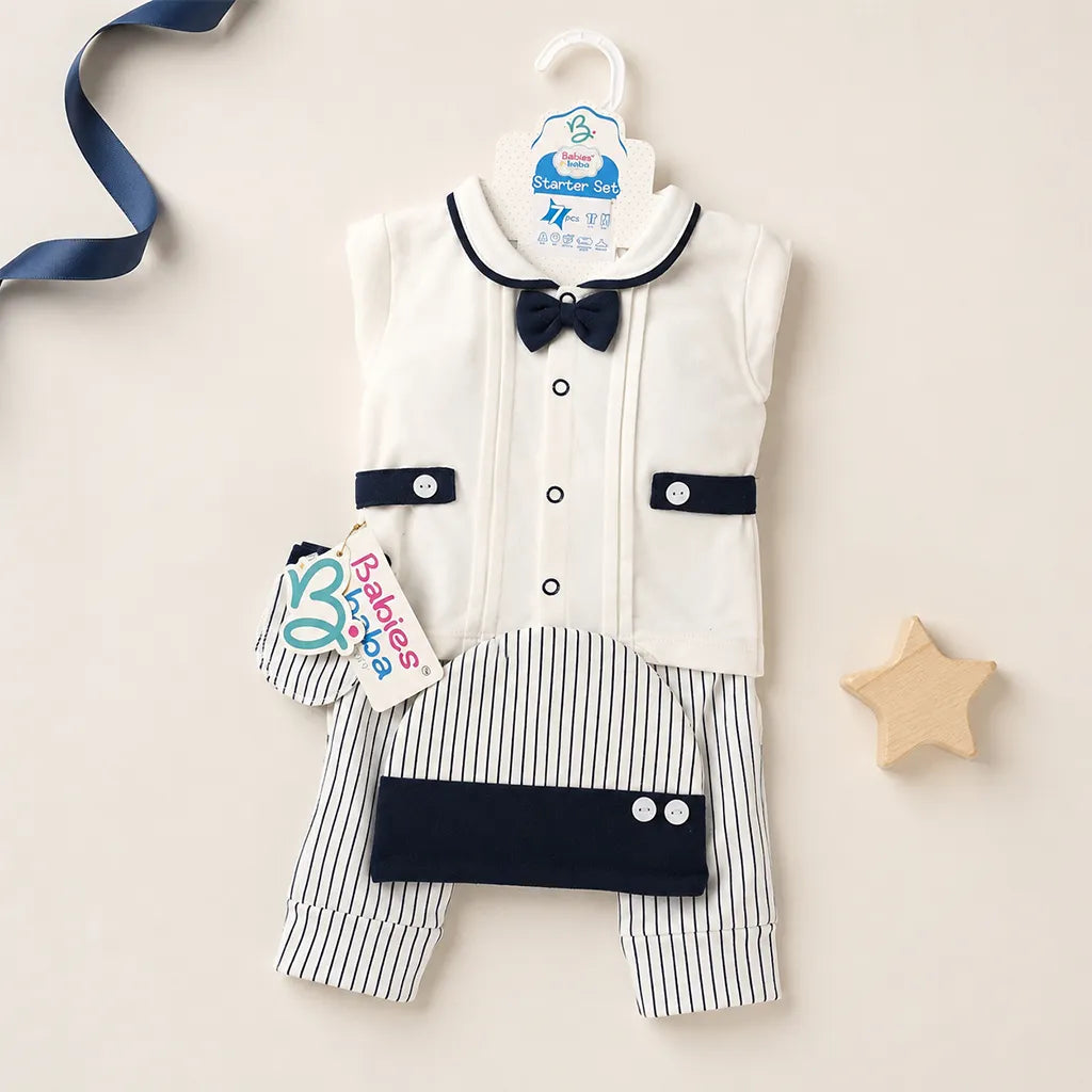 BABY STARTER SET 7 PIECES BOW NAVY BLUE