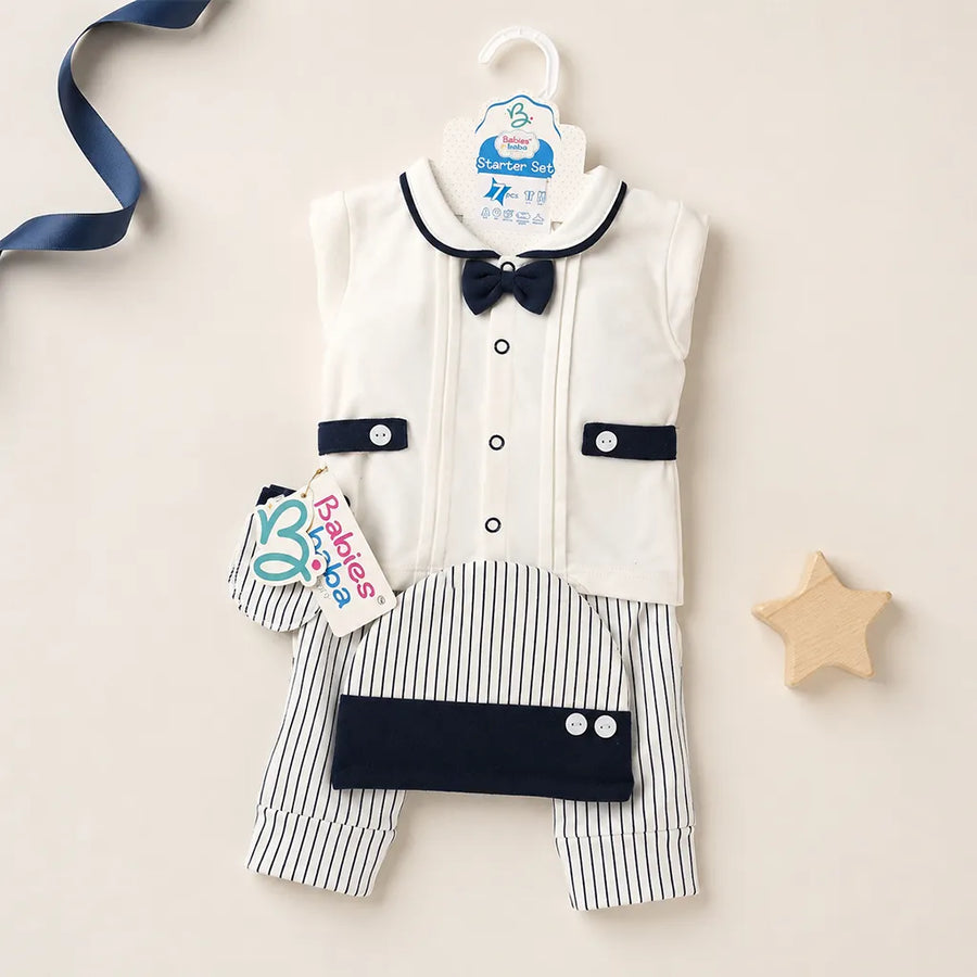BABY STARTER SET 7 PIECES BOW NAVY BLUE