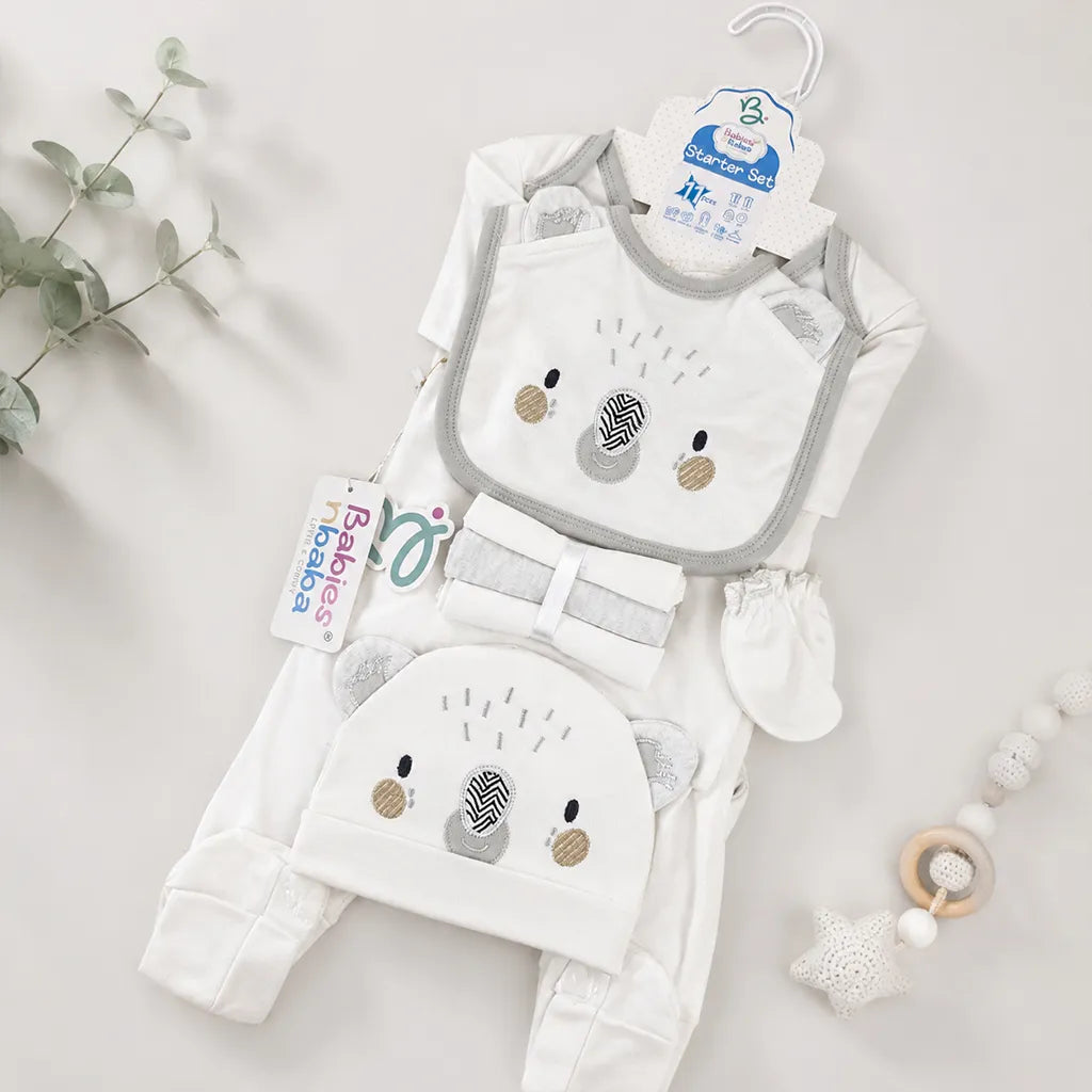 BABY STARTER SET 11 PIECES KOALA PRINT WHITE