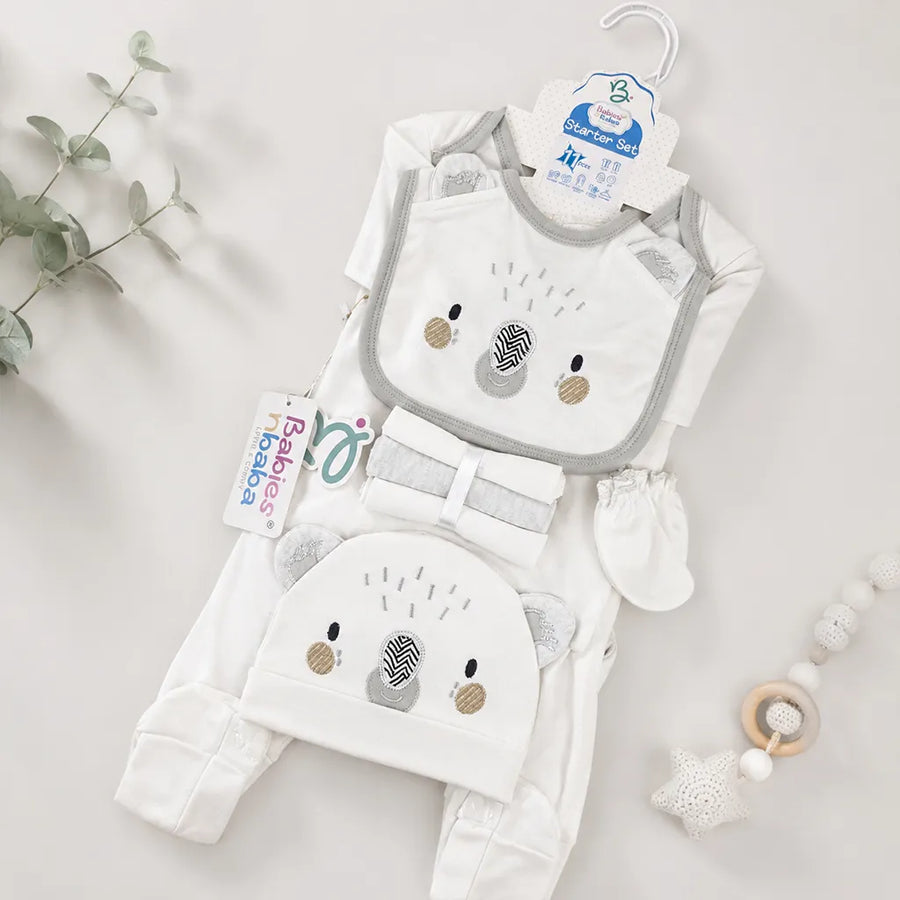 BABY STARTER SET 11 PIECES KOALA PRINT WHITE
