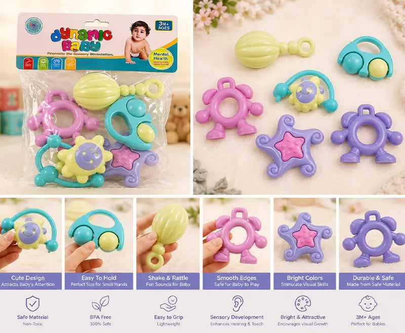 BABY DYNAMIC RATTLES SET OF 5 PCS 