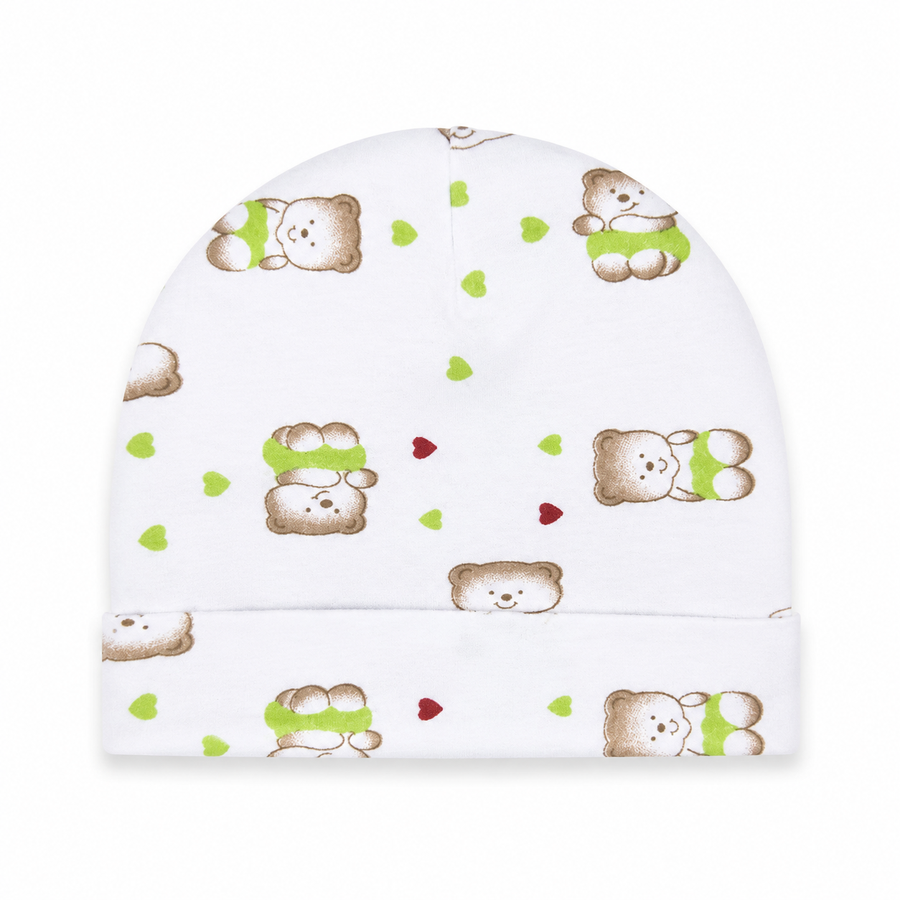 Sun Baby Printed Round Cap Bear White