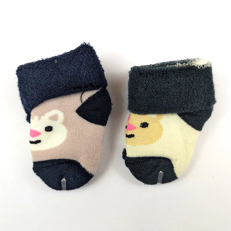 2 PACK TERRY COTTON SOCKS CHARCOAL BLACK & DARK NAVY BLUE (1-2 YEARS)