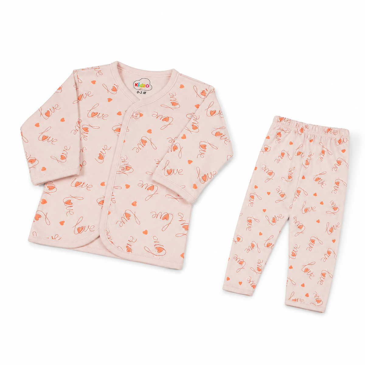 Kidzo Baby 2pcs Suit Love Printed Pink