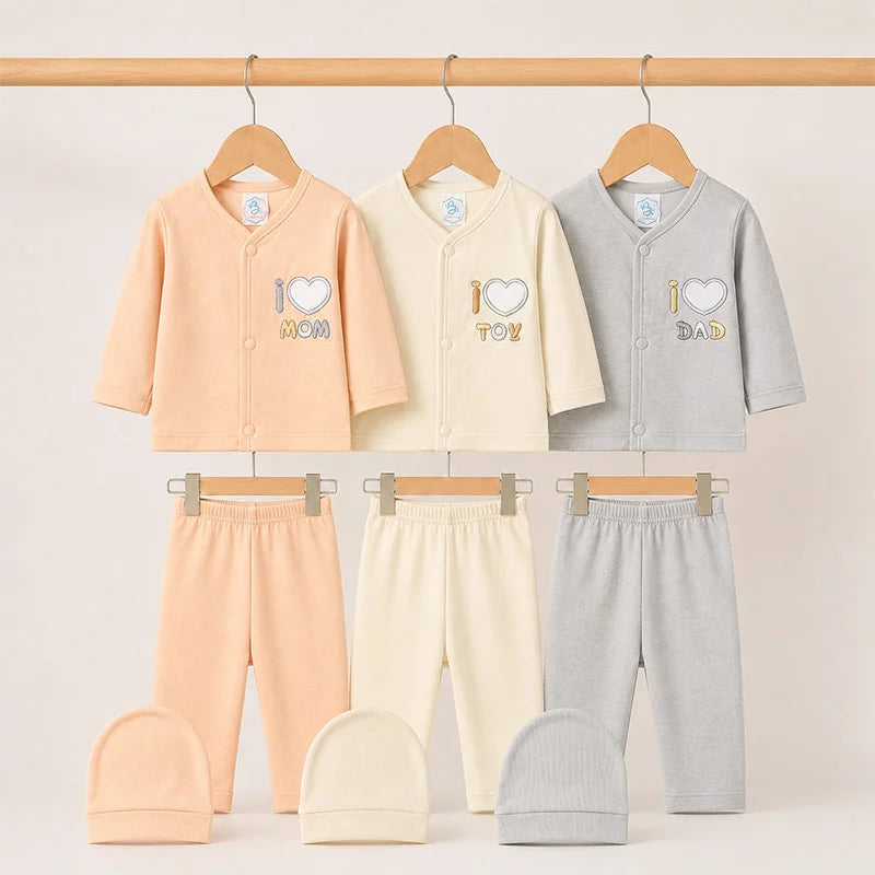 3 PIECE BODY SUIT PACK OF 3 MULTI COLOR DAD MOM LOVE