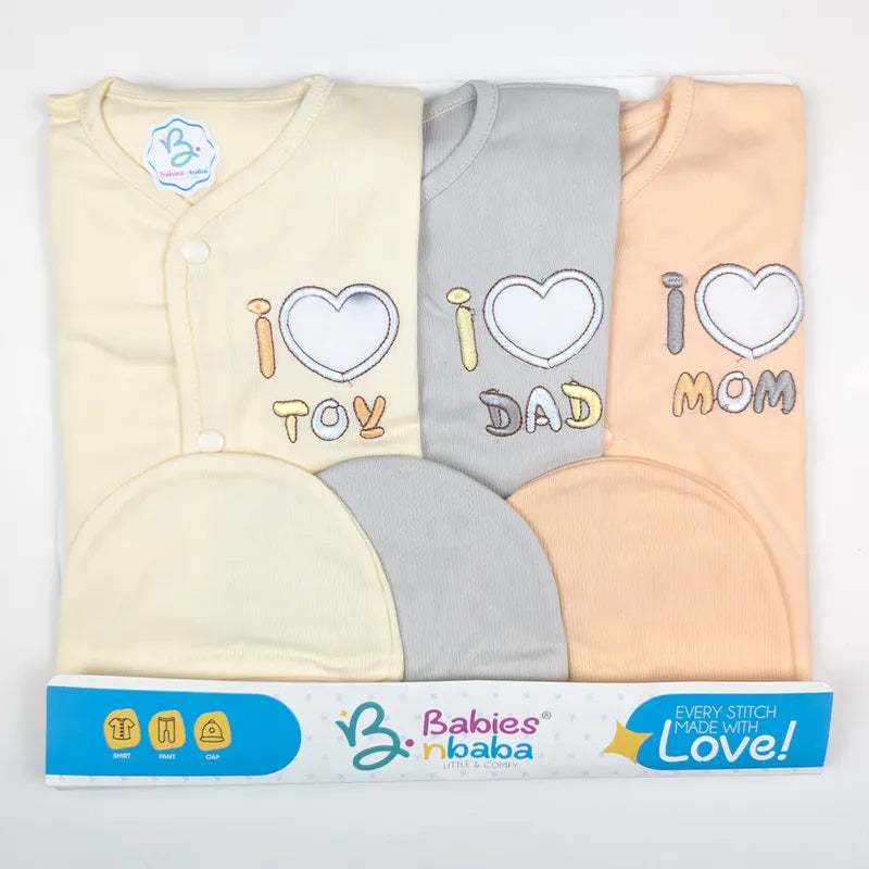 3 PIECE BODY SUIT PACK OF 3 MULTI COLOR DAD MOM LOVE - image 2