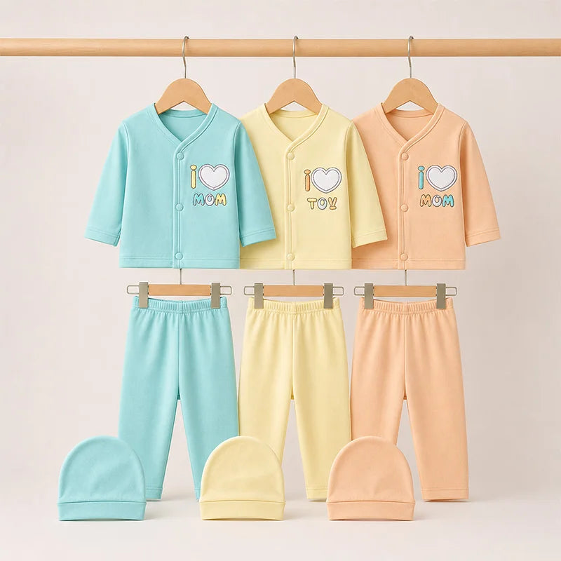 3 PIECE BODY SUIT PACK OF 3 MULTI COLOR MOM DAD LOVE