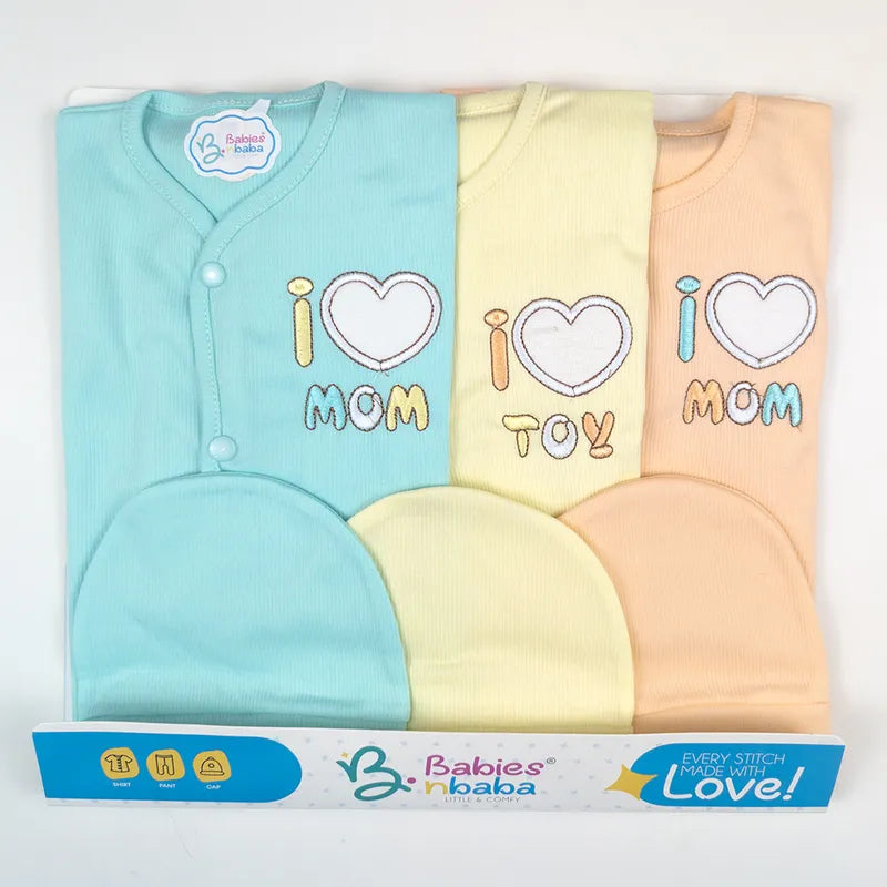 3 PIECE BODY SUIT PACK OF 3 MULTI COLOR MOM DAD LOVE - image 2