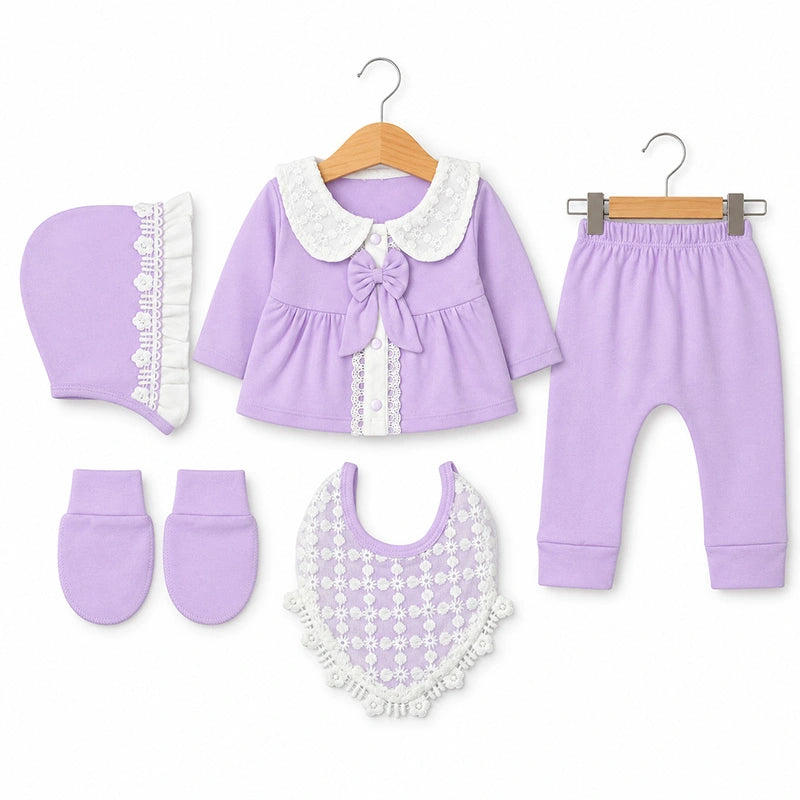 5 Piece Newborn Gift Set for Baby Girls Purple