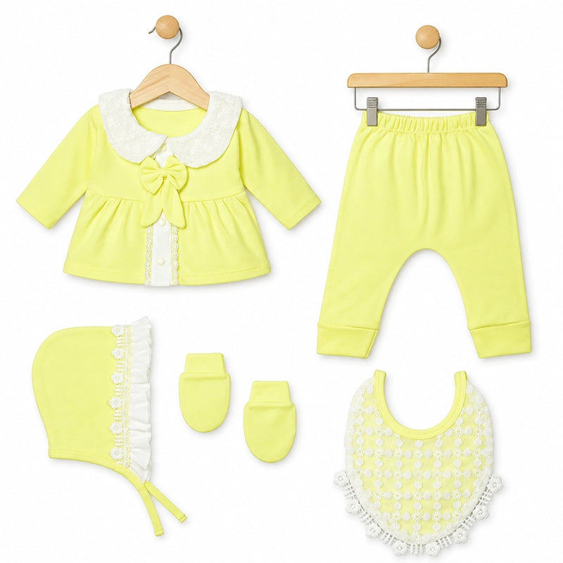 5 Piece Newborn Gift Set for Baby Girls Yellow