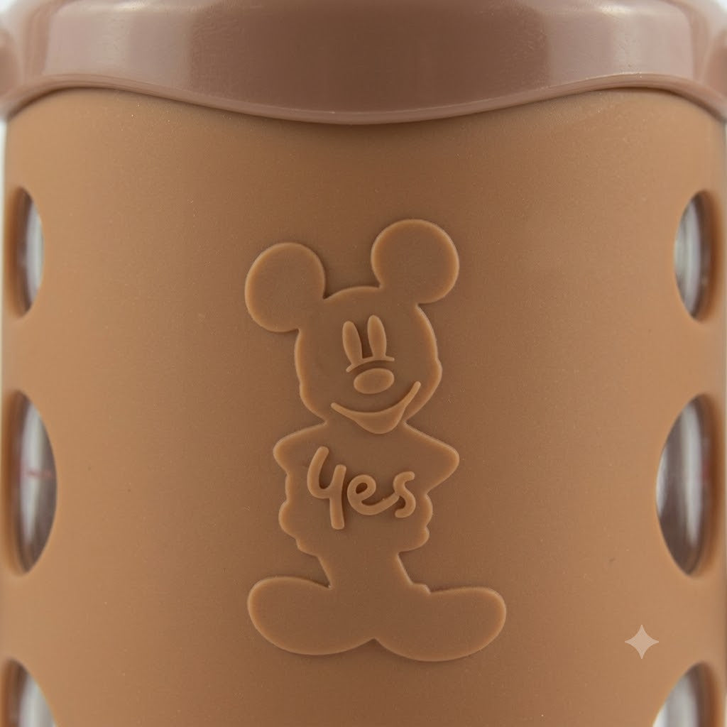 Glass Baby Feeding Bottle with Star Silicone Cover, Brown
