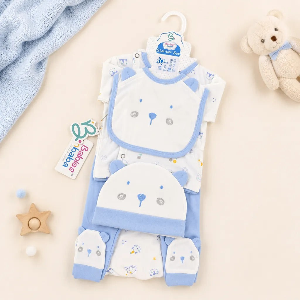 Newborn Starter Set 10-Piece, Blue Joker Print