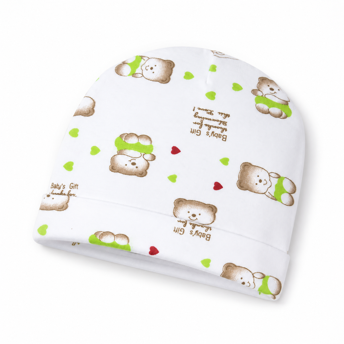 Sun Baby Printed Round Cap Bear White