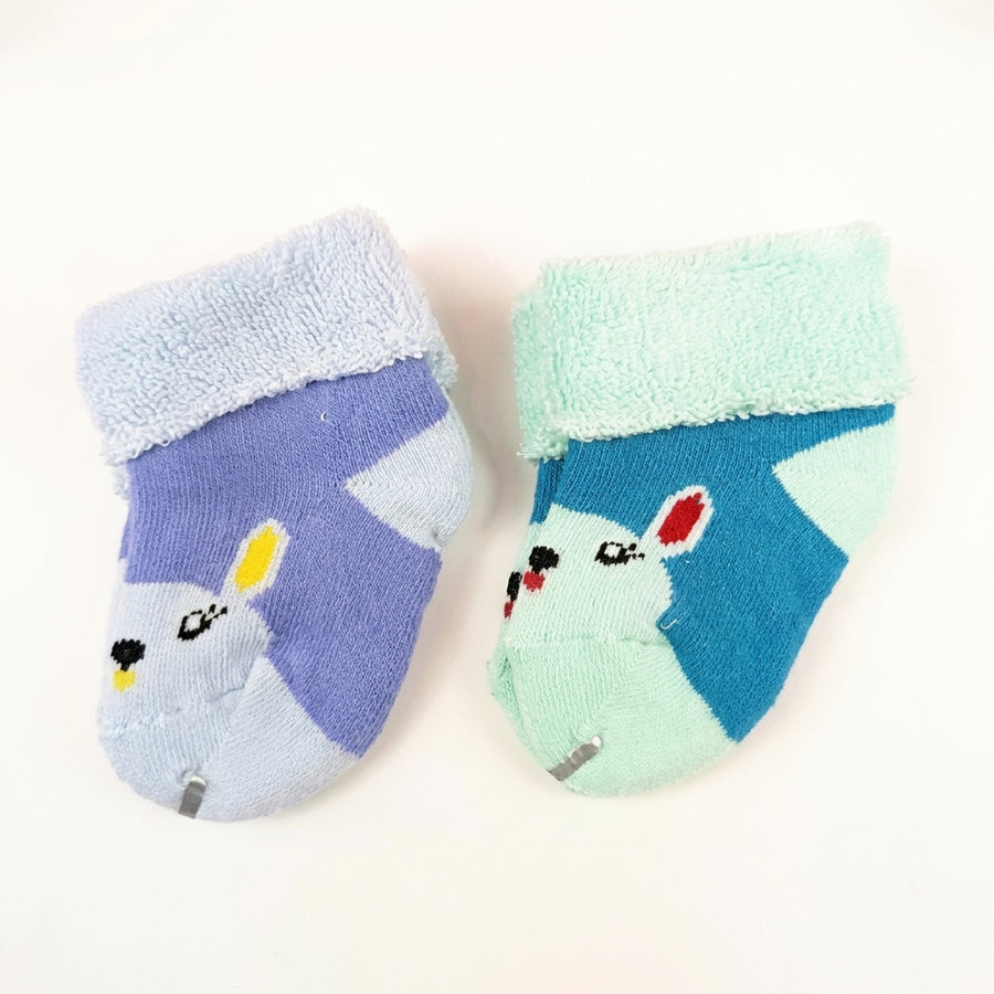 2 PACK TERRY COTTON SOCKS BLUE & TEAL MINT GREEN (1-2 YEARS)