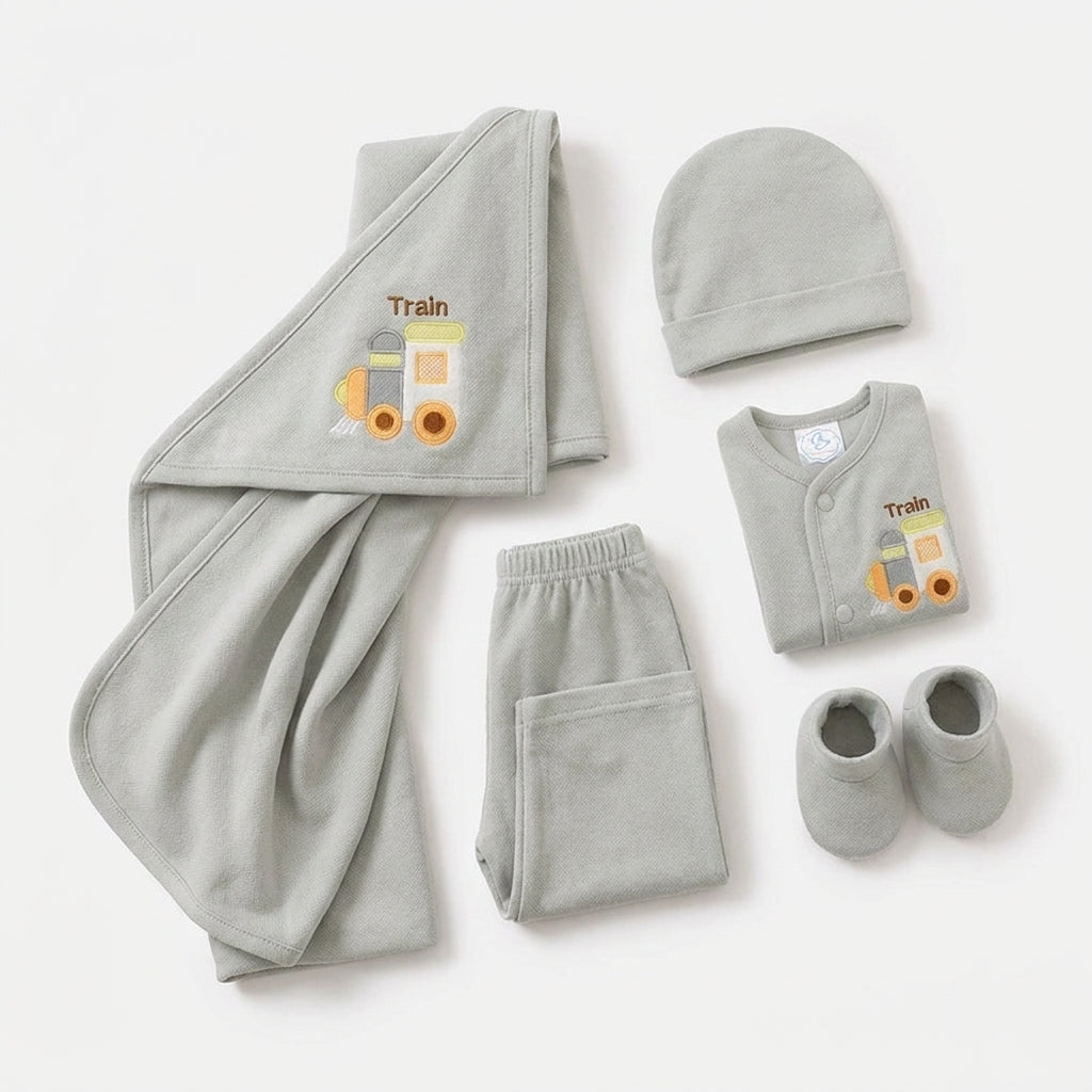 BABY SUIT 5 PIECES SET GREY COLOR KOTRAI