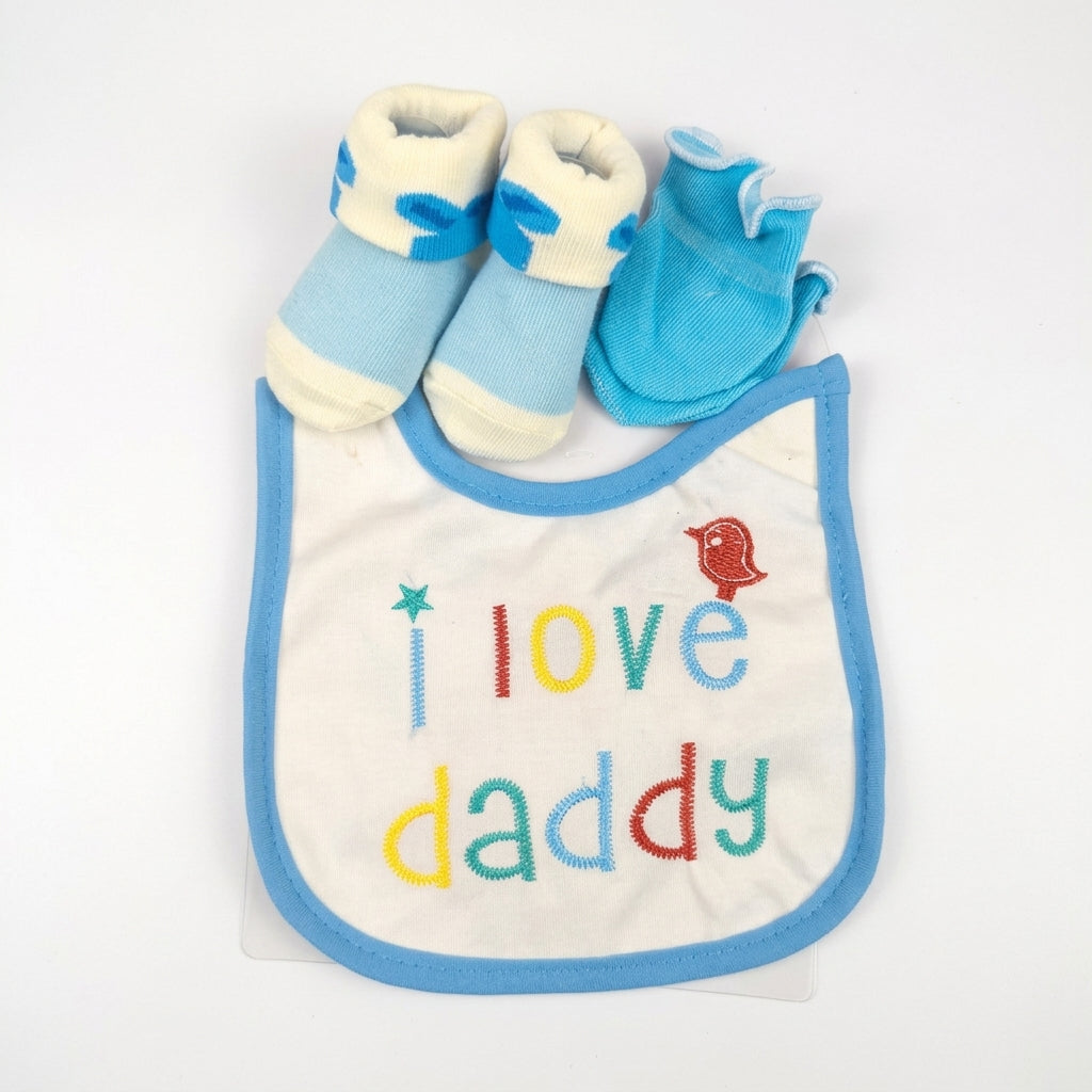BABY BIB SET 3PCS SET I LOVE DADDY BLUE CARTERS