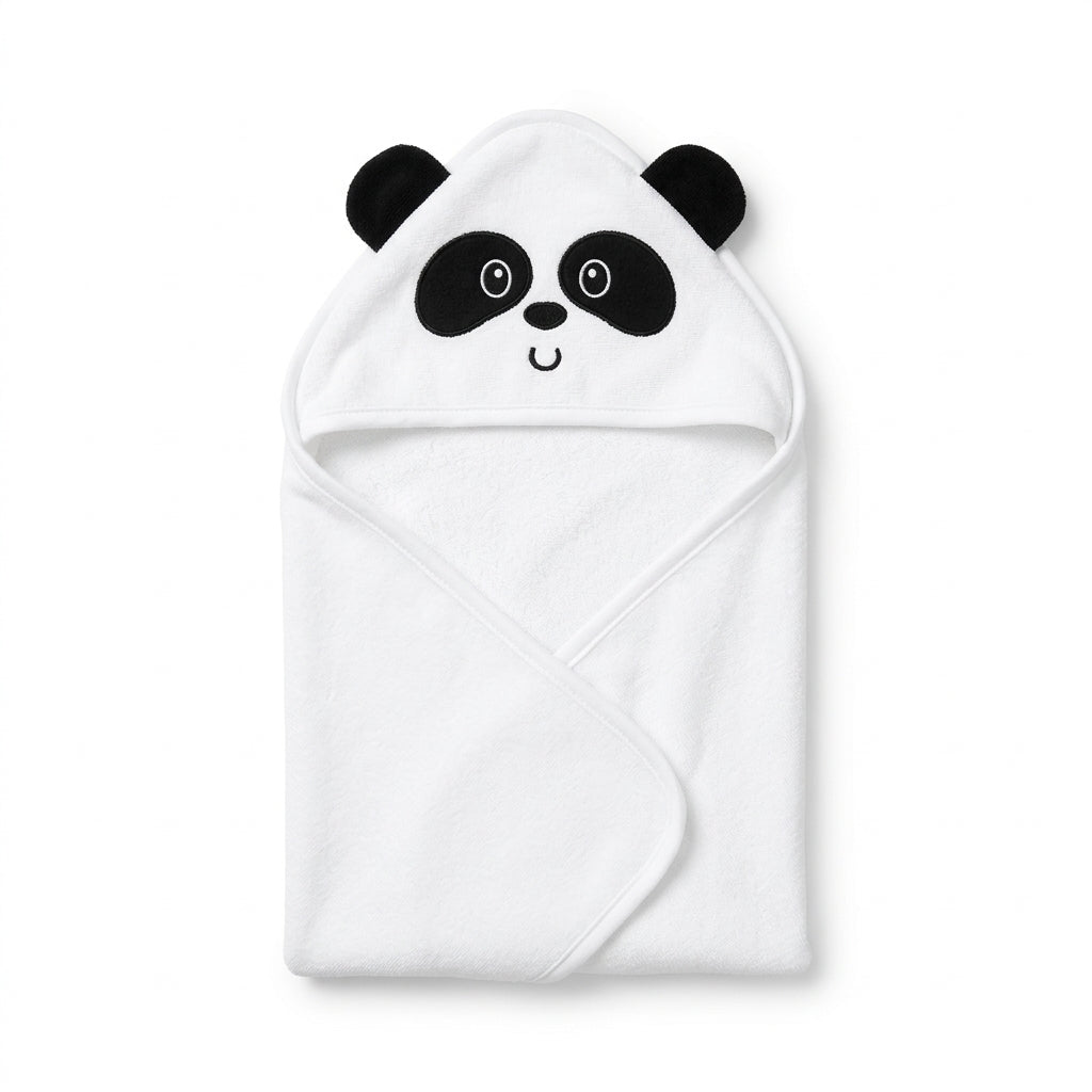 BABY HOODED BATH TOWEL 1 PCS PANDA WHITE