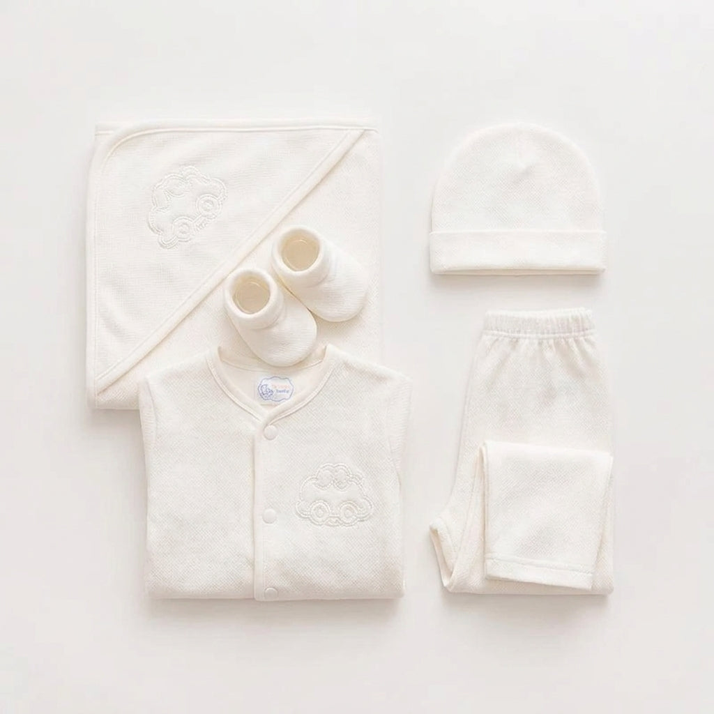 BABY SUIT 5 PIECES SET WHITE COLOR KOTRAI CAR