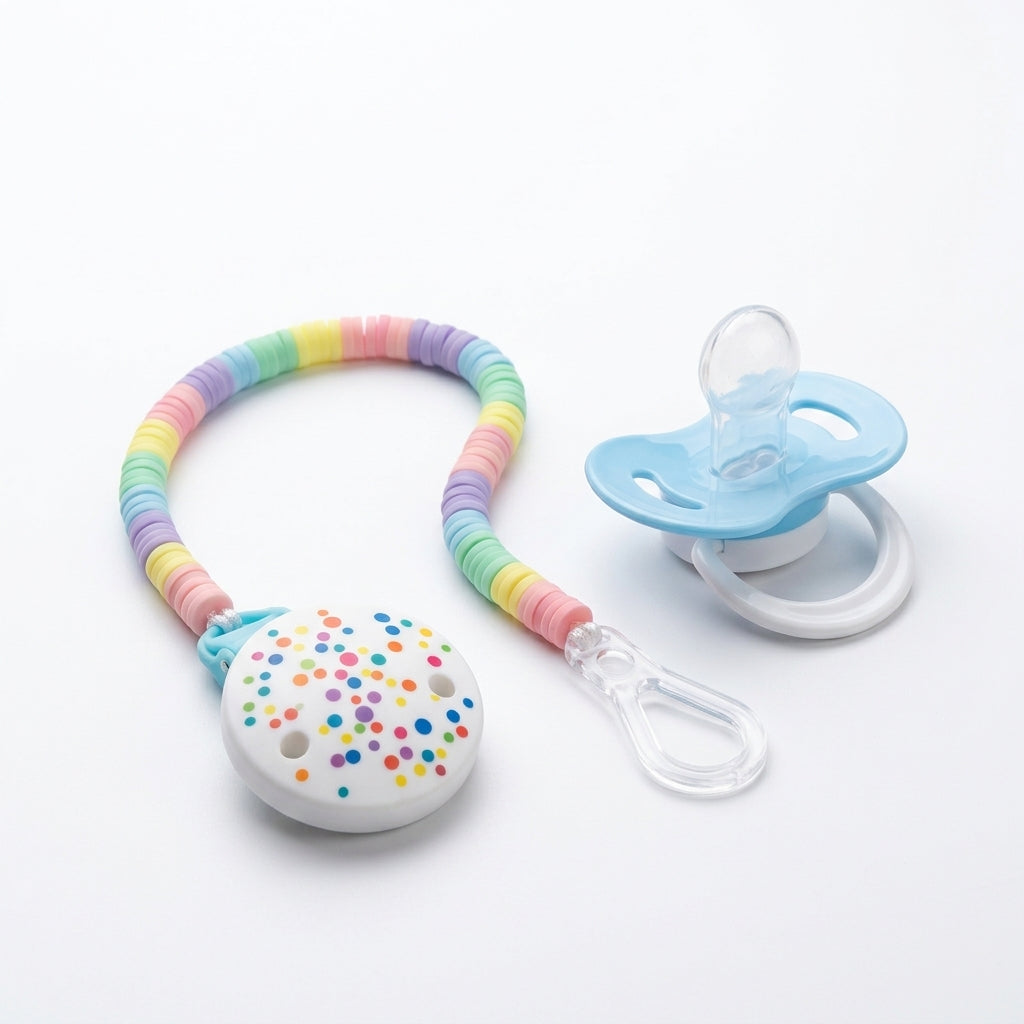 BABY PACIFER WITH CHAIN BLUE