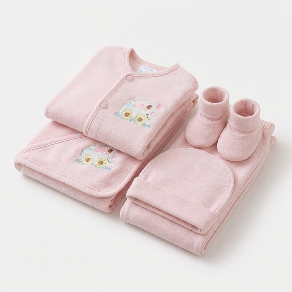 BABY SUIT 5 PIECES SET BABY CAR PINK COLOR KOTRAI
