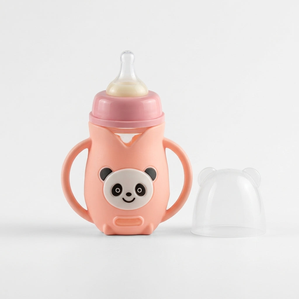 BABY FEEDER CURVE PANDA PEACH
