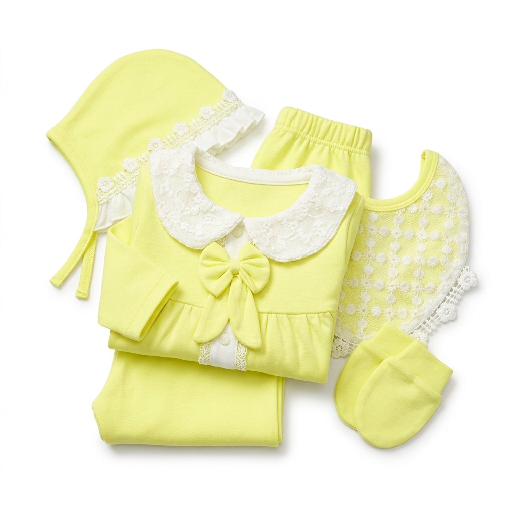 5 Piece Newborn Gift Set for Baby Girls Yellow